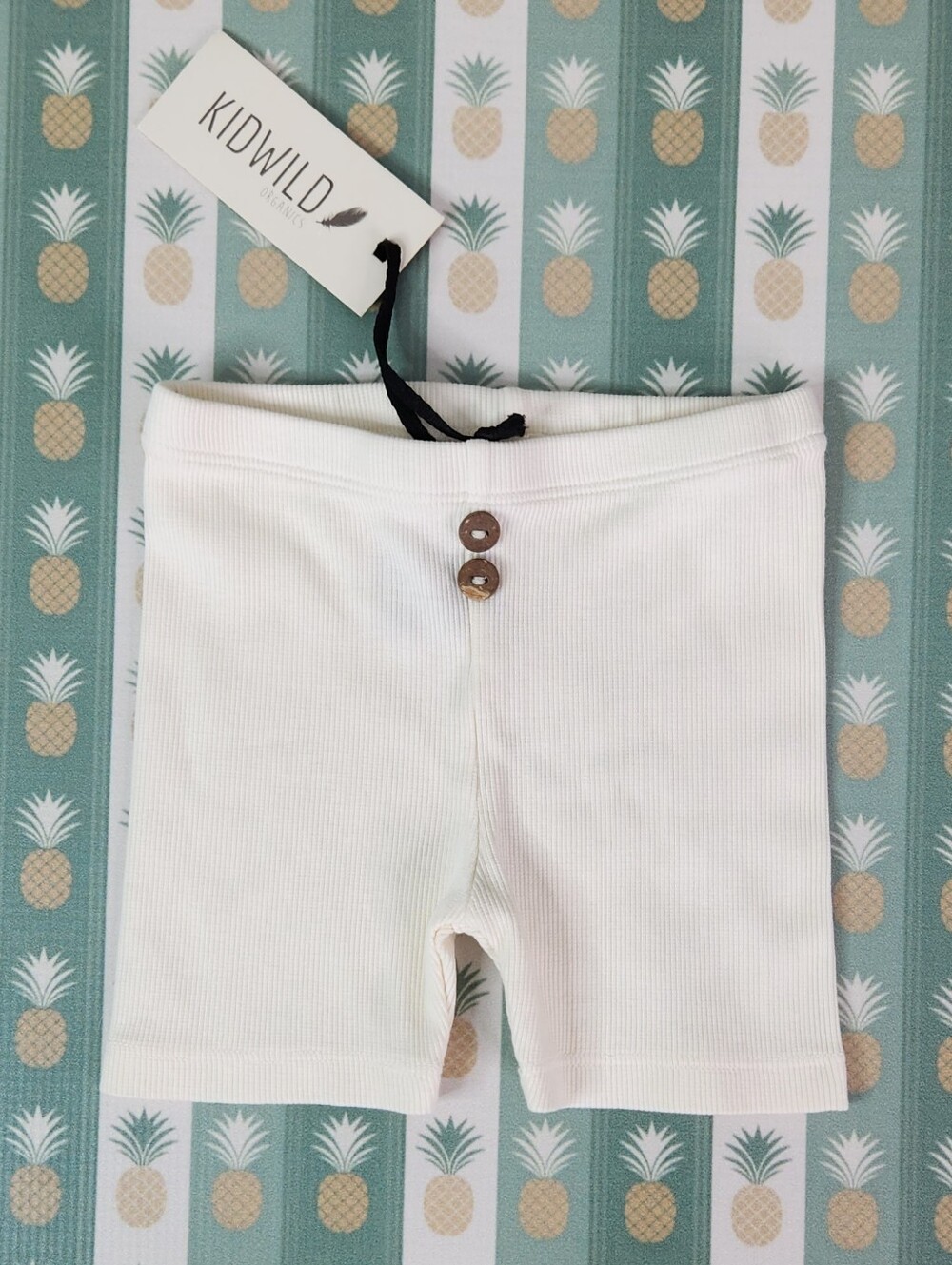 Kidwild Cream Ribbed Kids Bike Shorts - Cream